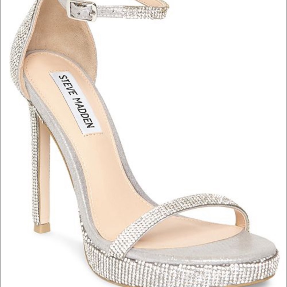 Rhinestone silver heels